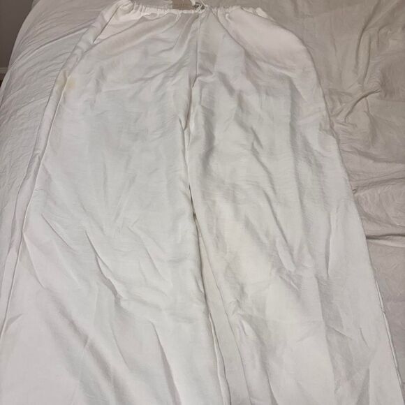 SHEIN Linen Cotton Women's White Beach Cover Up Loose Flowy Sz M Pants - Picture 1 of 2